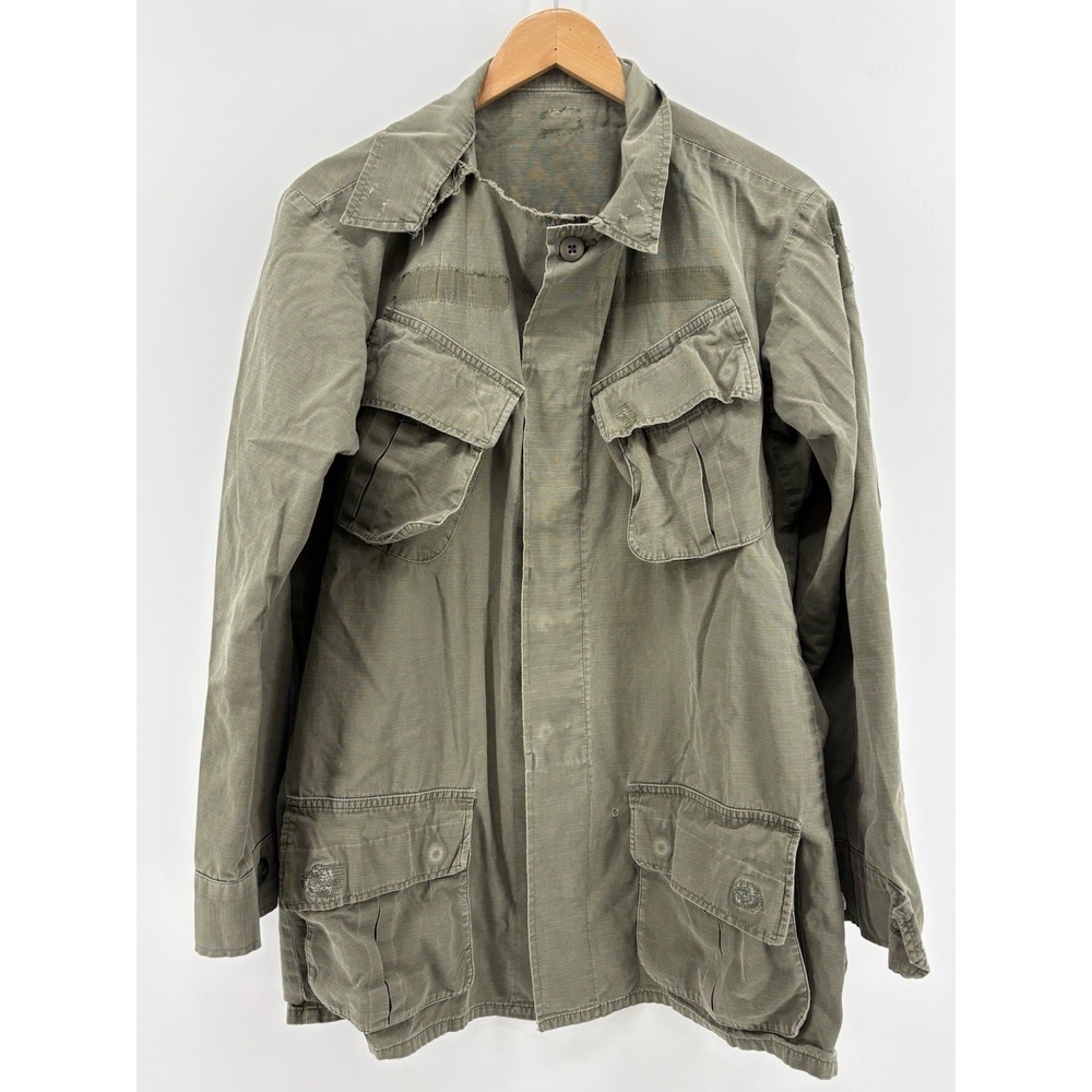 Vietnam Small OG 107 Coat Man's Combat Ripstop Slant Tropical Airborne RIPPED